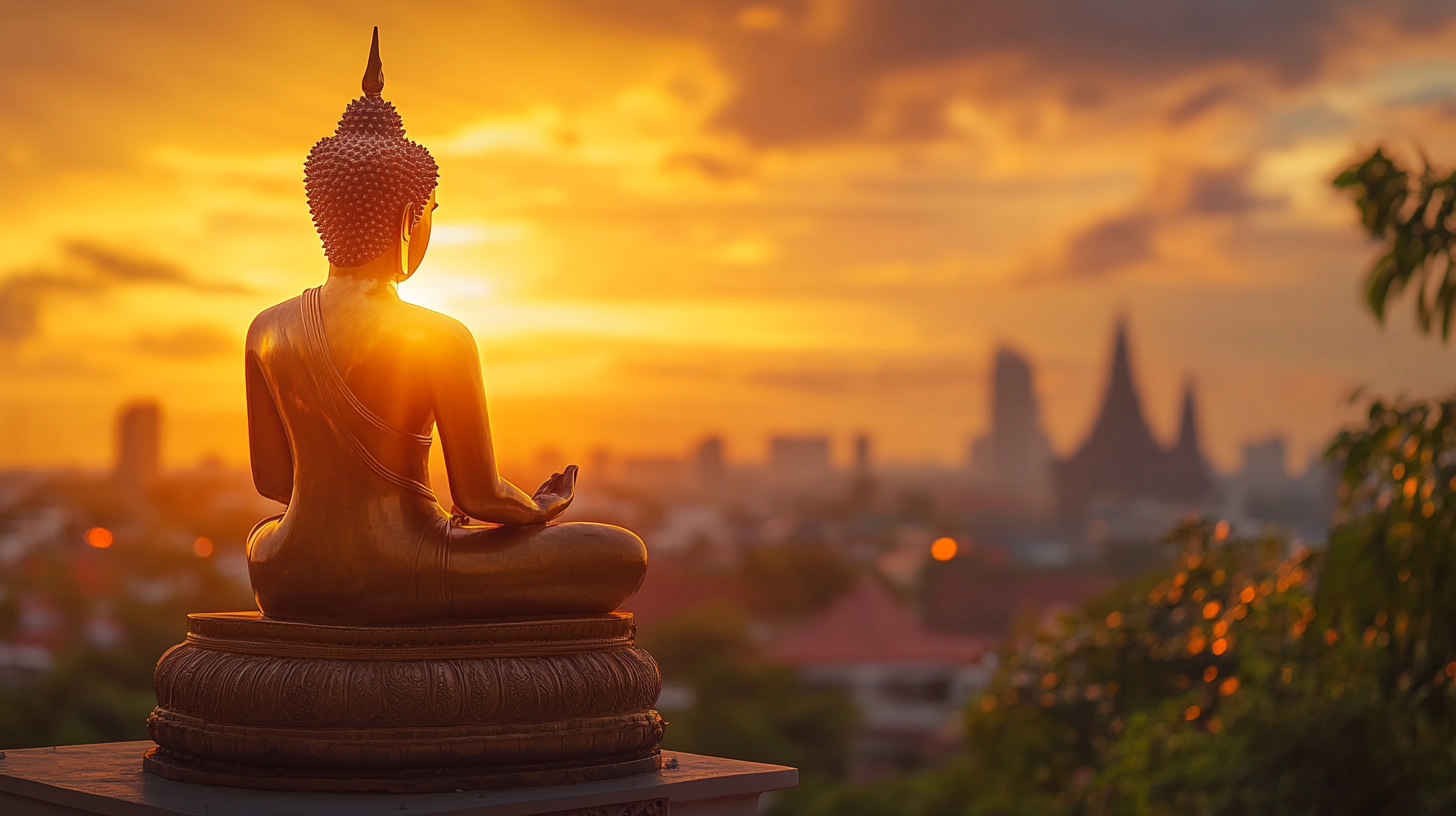 Scenic image of Thailand with tropical beach and seasonal icons, promoting best time to visit Thailand for group tours from Kerala with Tourfly