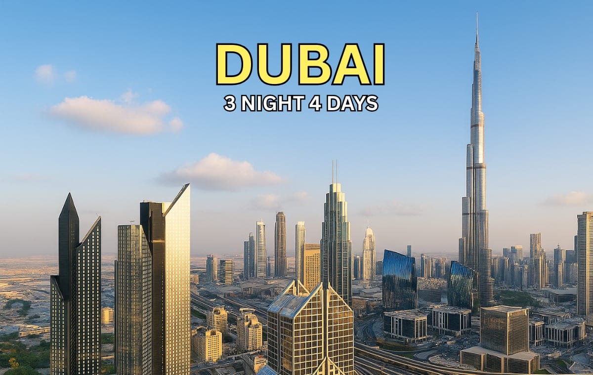 Dubai skyline with Burj Khalifa and desert safari – Dubai tour package from Kerala